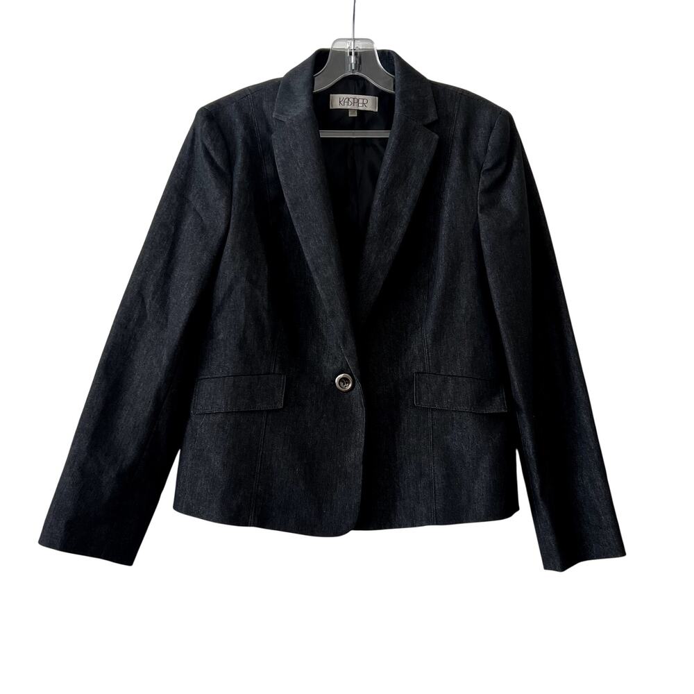 Kasper Gray Basic Jacket size 10 petit Cotton NWT - image 3
